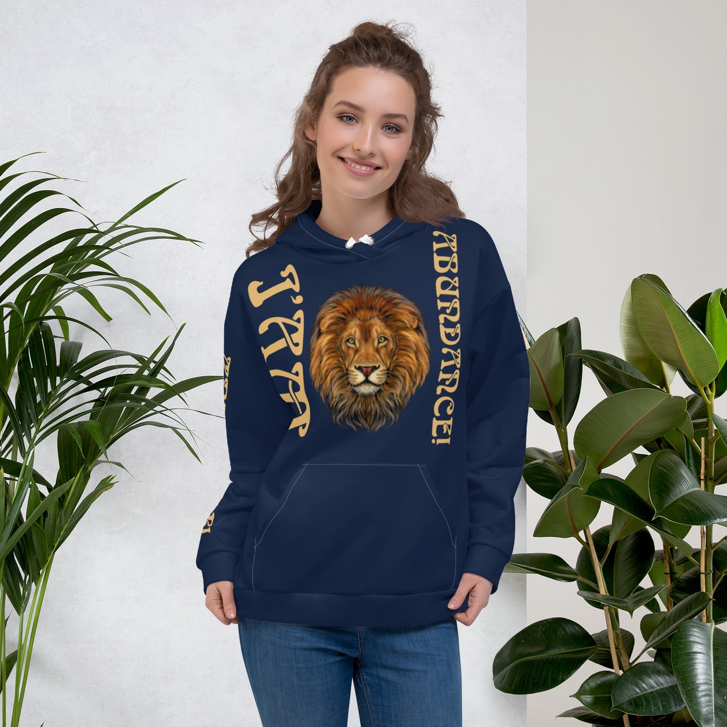 “I’AM ABUNDANCE!"Navy Unisex Hoodie W/Fawn Font