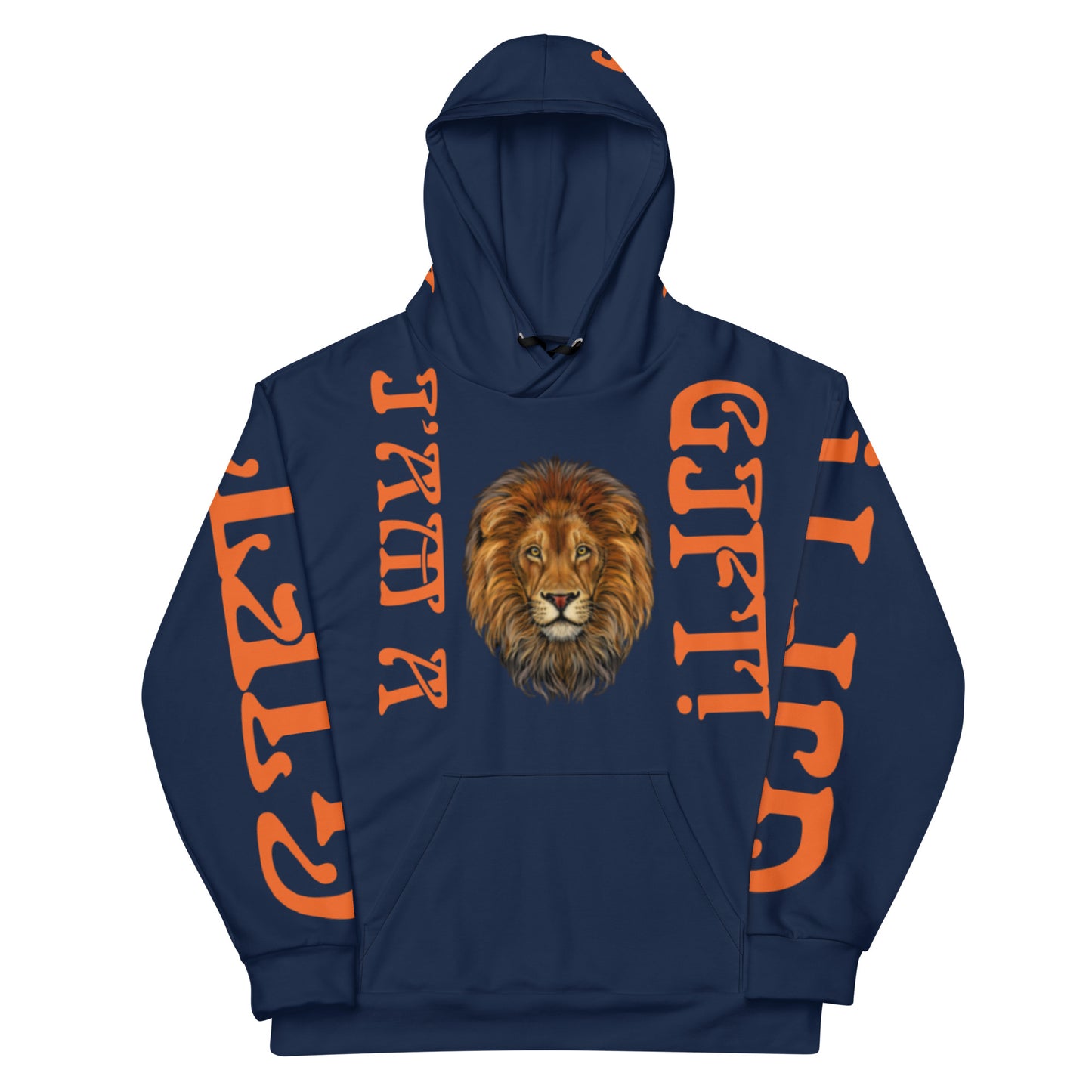 “I’AM A GIFT!"Navy Unisex Hoodie W/Orange Font