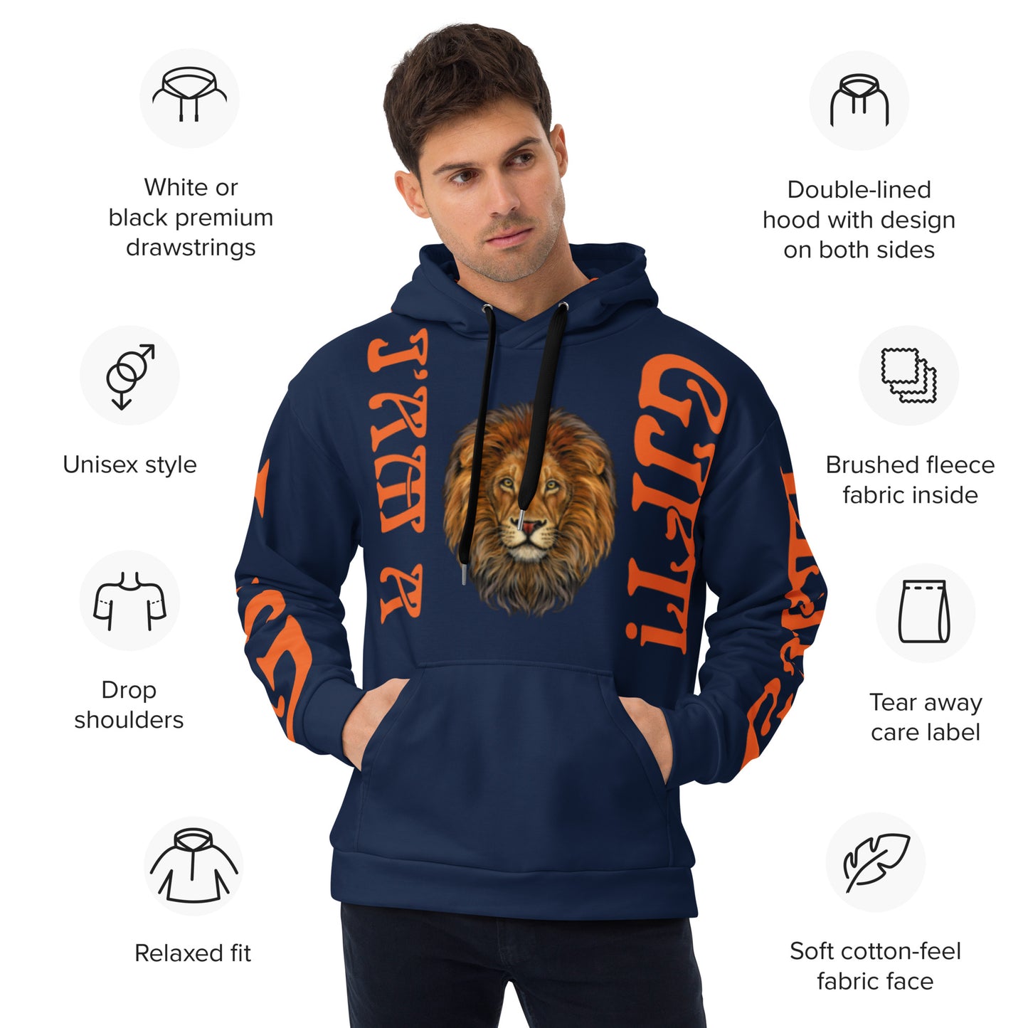 “I’AM A GIFT!"Navy Unisex Hoodie W/Orange Font