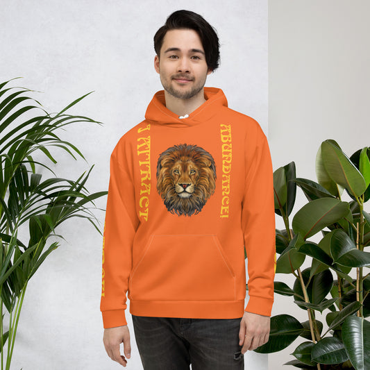 “I ATTRACT ABUNDANCE!"Orange Unisex Hoodie W/Yellow Font