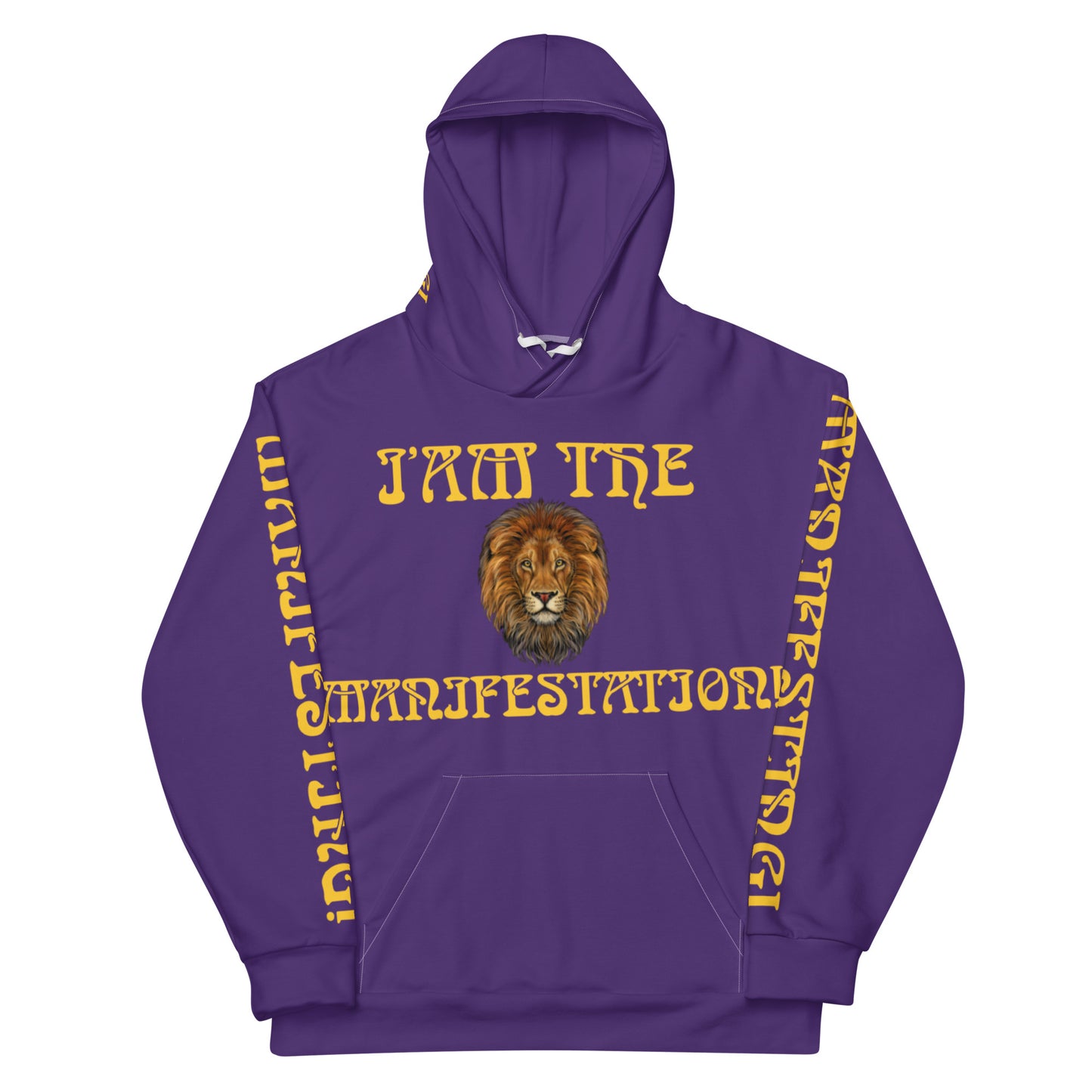 “I’AM THE MANIFESTATION!”Purple Unisex Hoodie W/Yellow Font