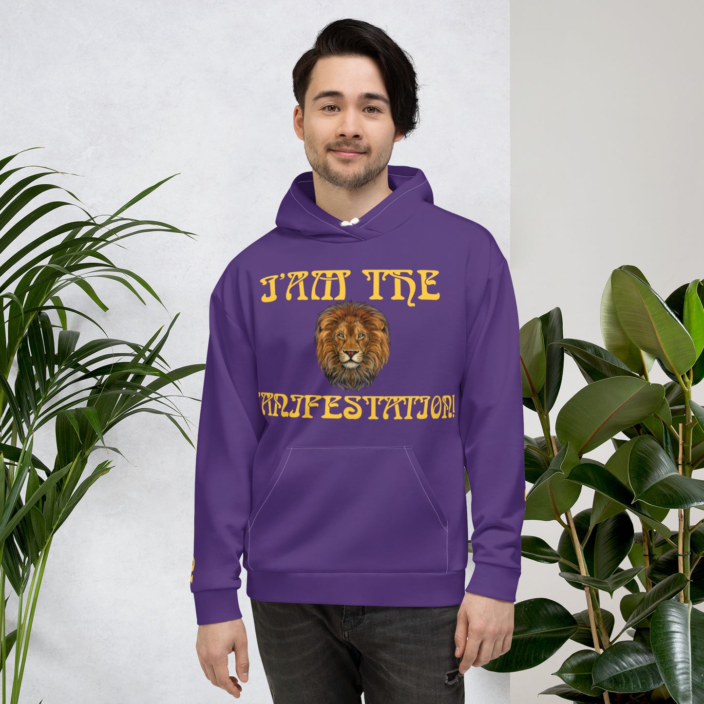 “I’AM THE MANIFESTATION!”Purple Unisex Hoodie W/Yellow Font