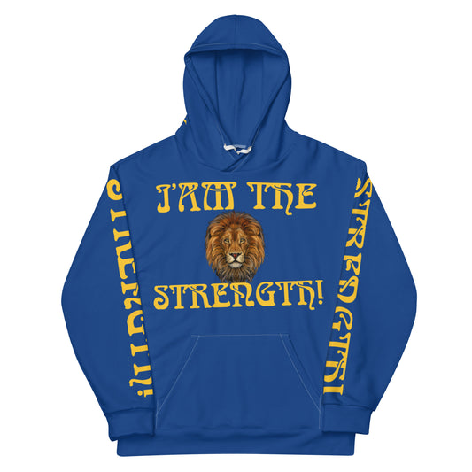 “I’AM THE STRENGTH!"Blue Unisex Hoodie W/Yellow Font