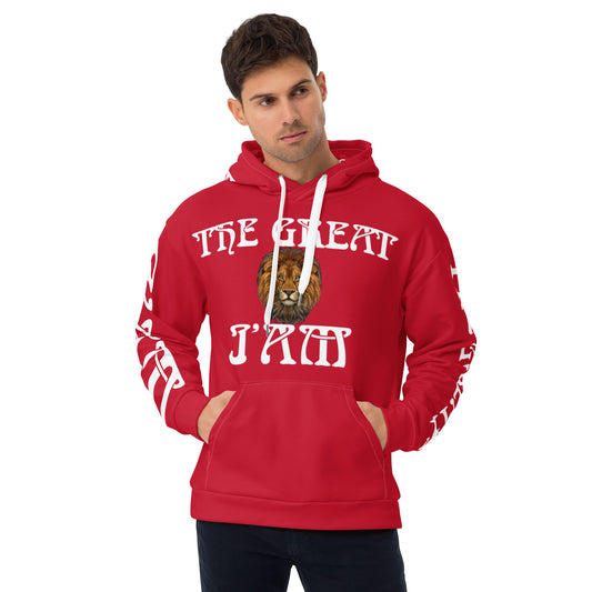 “THE GREAT I’AM”Red Unisex Hoodie W/White Font