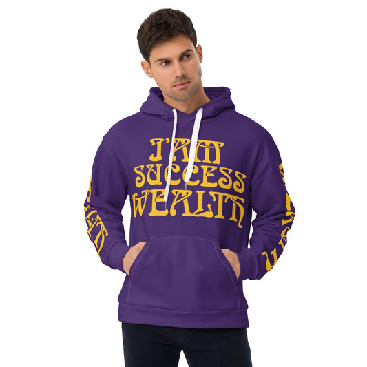 “I’AM SUCCESS,WEALTH!”Purple Unisex Hoodie W/Yellow Font