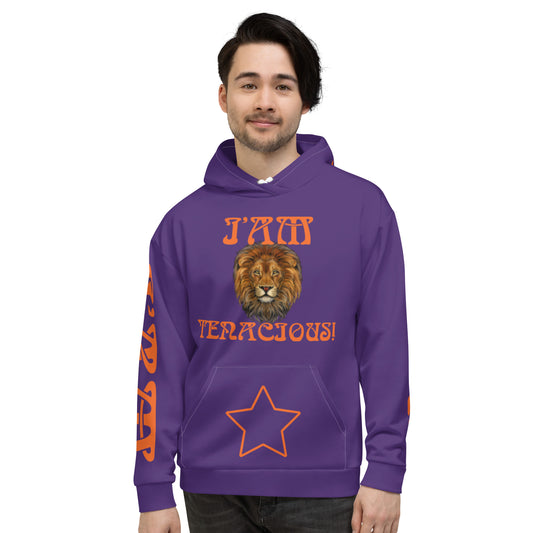 “I’AM TENACIOUS!”Purple Unisex Hoodie W/Orange Font