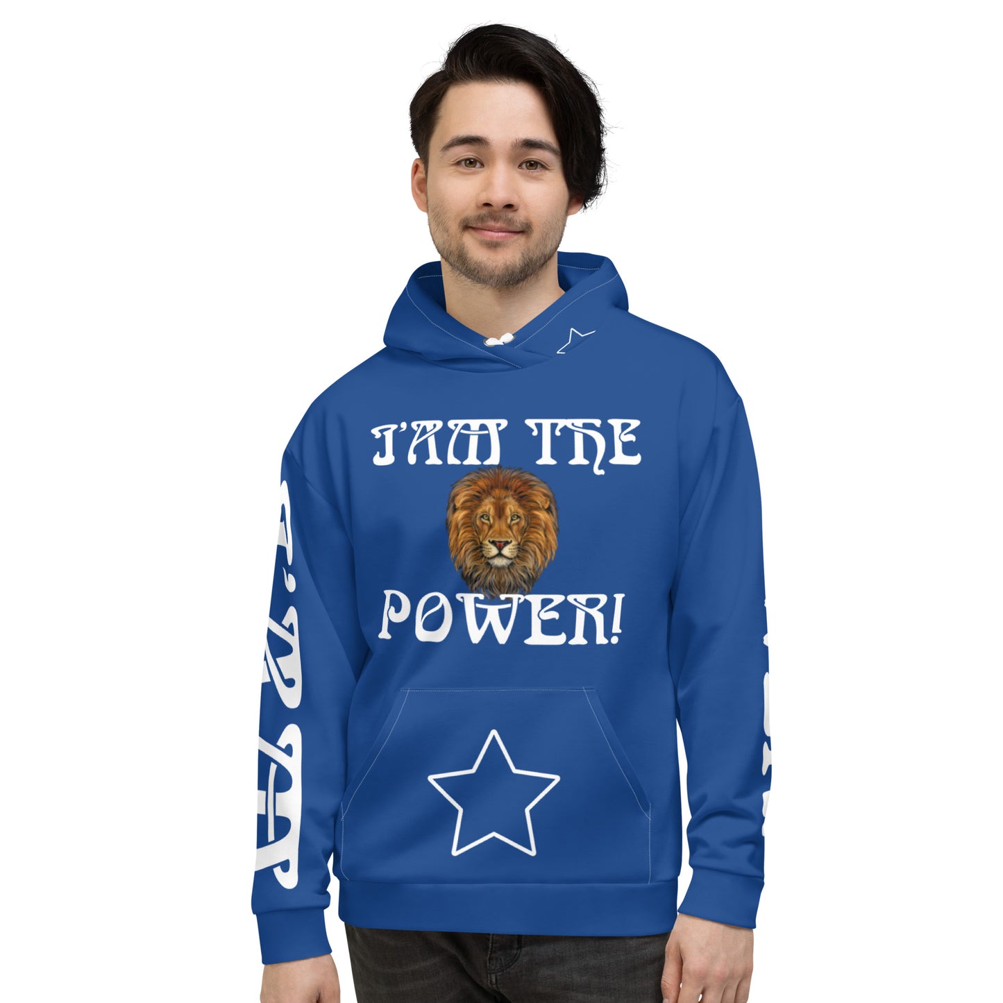 “I’AM THE POWER!”Blue Unisex Hoodie W/White Font