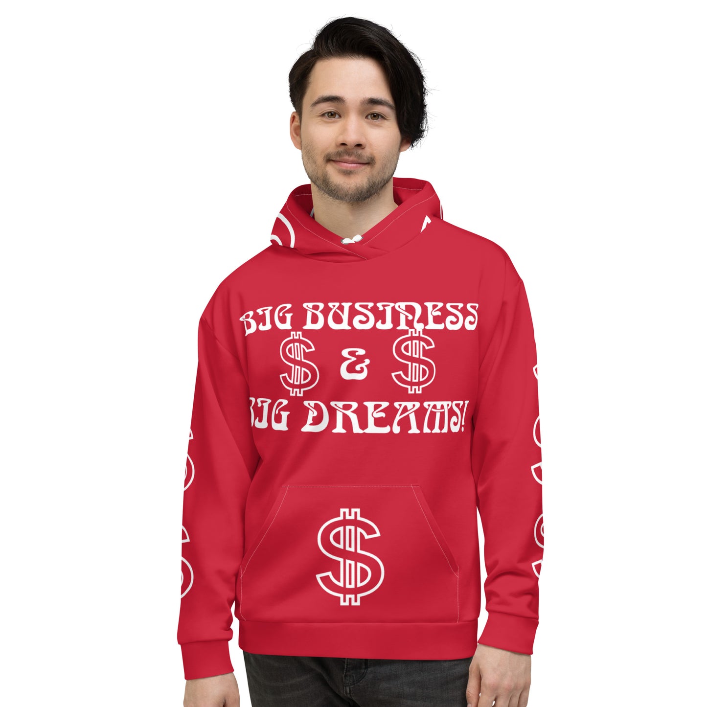 “BIG BUSINESS & BIG DREAMS!”Red Unisex Hoodie W/White Font