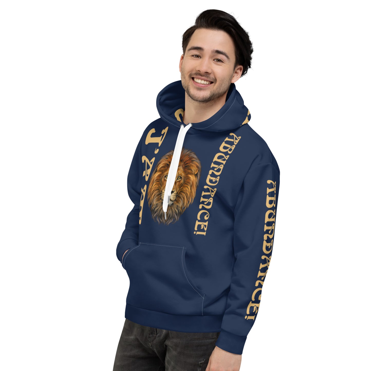 “I’AM ABUNDANCE!"Navy Unisex Hoodie W/Fawn Font