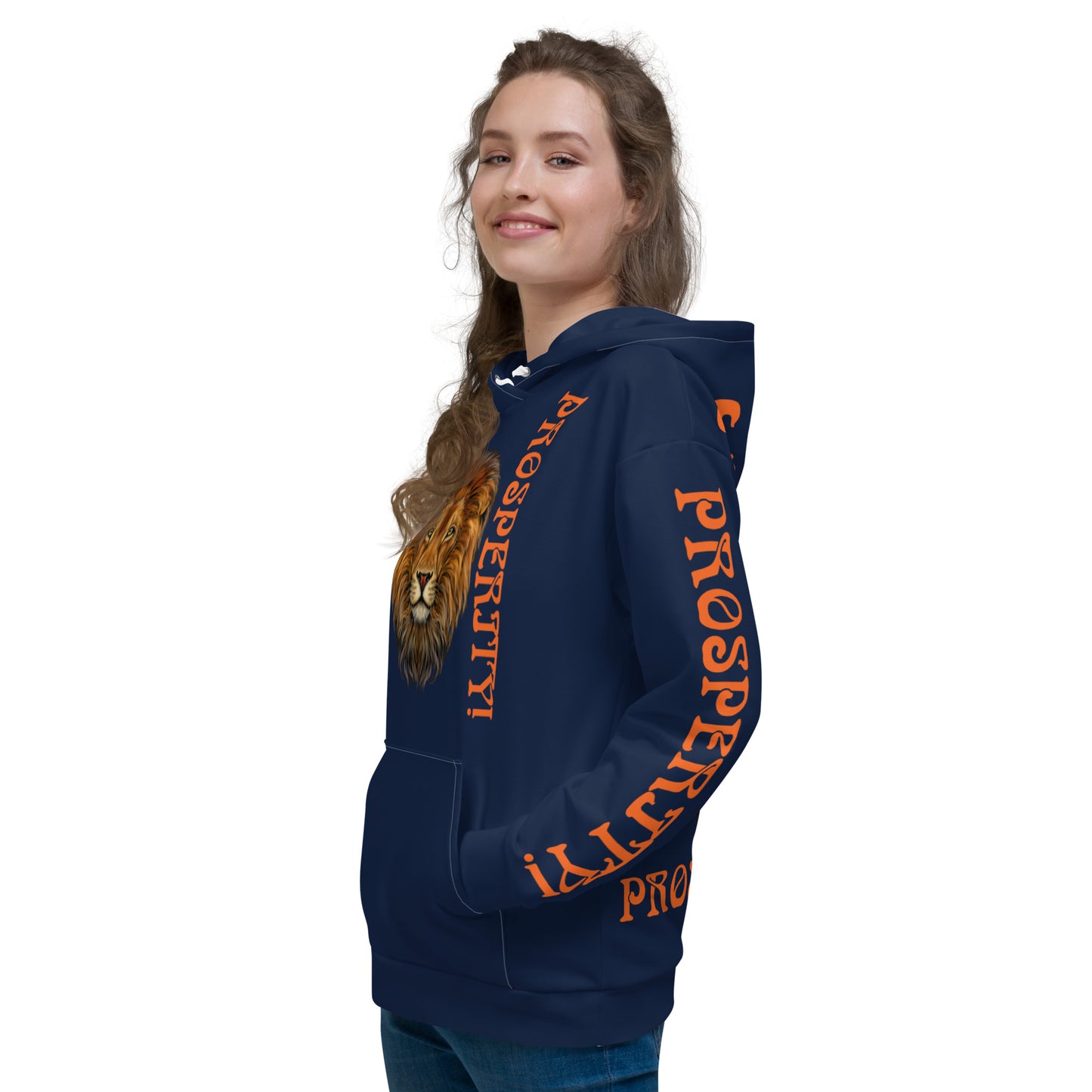 “I’AM PROSPERITY!"Navy Unisex Hoodie W/Orange Font