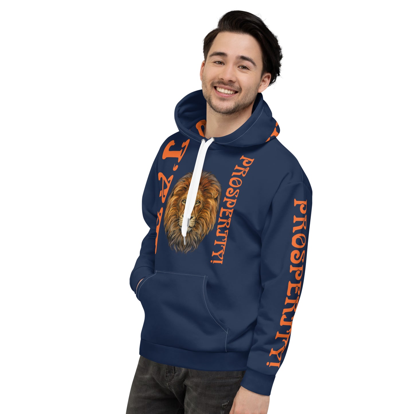 “I’AM PROSPERITY!"Navy Unisex Hoodie W/Orange Font