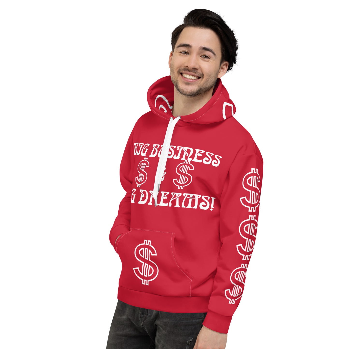 “BIG BUSINESS & BIG DREAMS!”Red Unisex Hoodie W/White Font