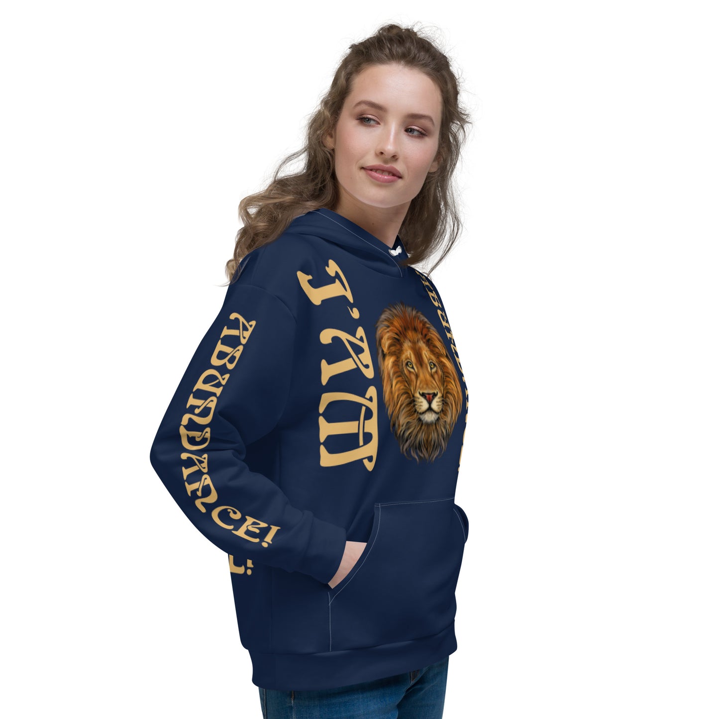 “I’AM ABUNDANCE!"Navy Unisex Hoodie W/Fawn Font