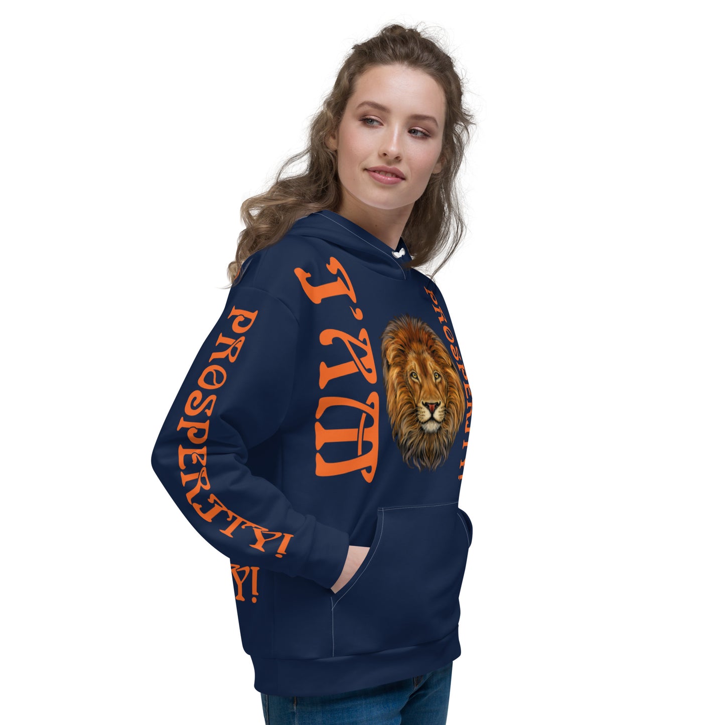 “I’AM PROSPERITY!"Navy Unisex Hoodie W/Orange Font