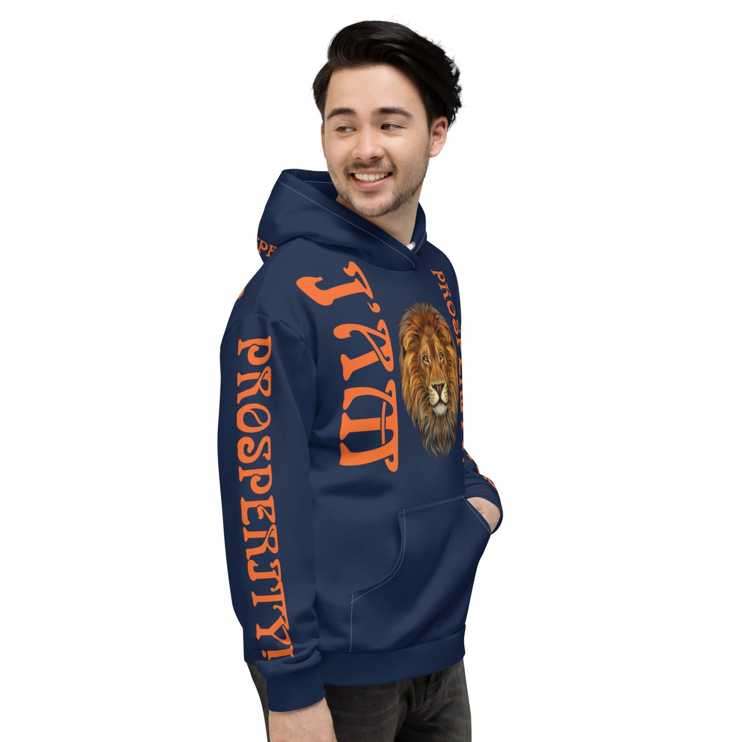 “I’AM PROSPERITY!"Navy Unisex Hoodie W/Orange Font