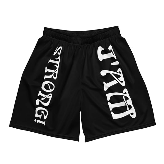 “I’AM STRONG!” Black Unisex Sport Shorts W/White Font