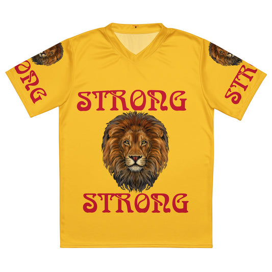“STRONG”Yellow Unisex Sports Jersey W/Red Font