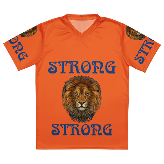 “STRONG”Orange Unisex Sports Jersey W/Blue Font