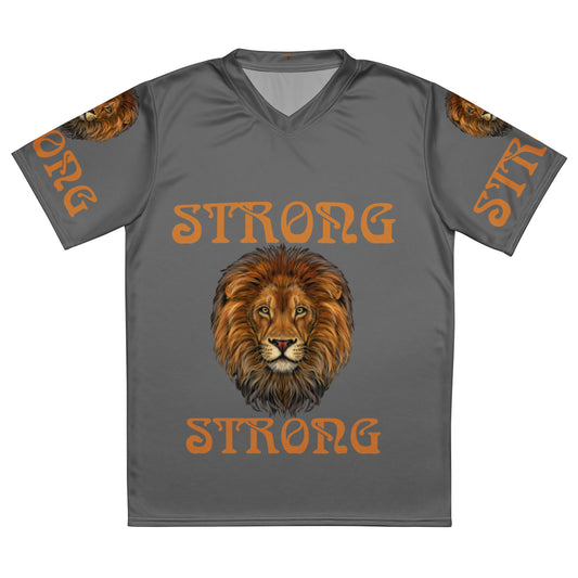 “STRONG”Grey Unisex Sports Jersey W/Bronze Font