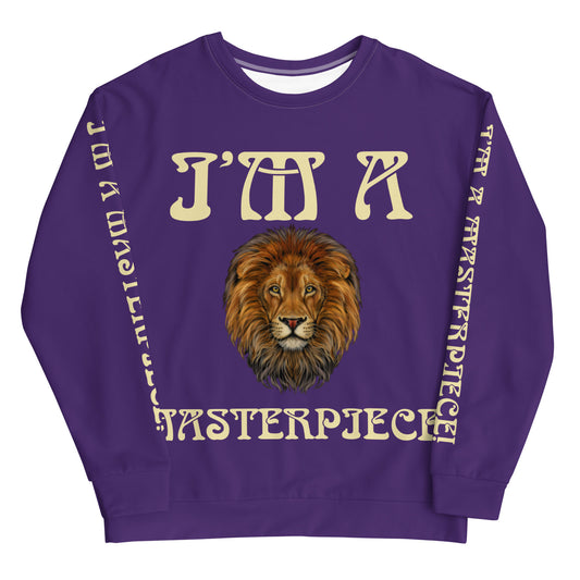 “I’M A MASTERPIECE!”Purple Unisex Sweatshirt W/Fawn Font