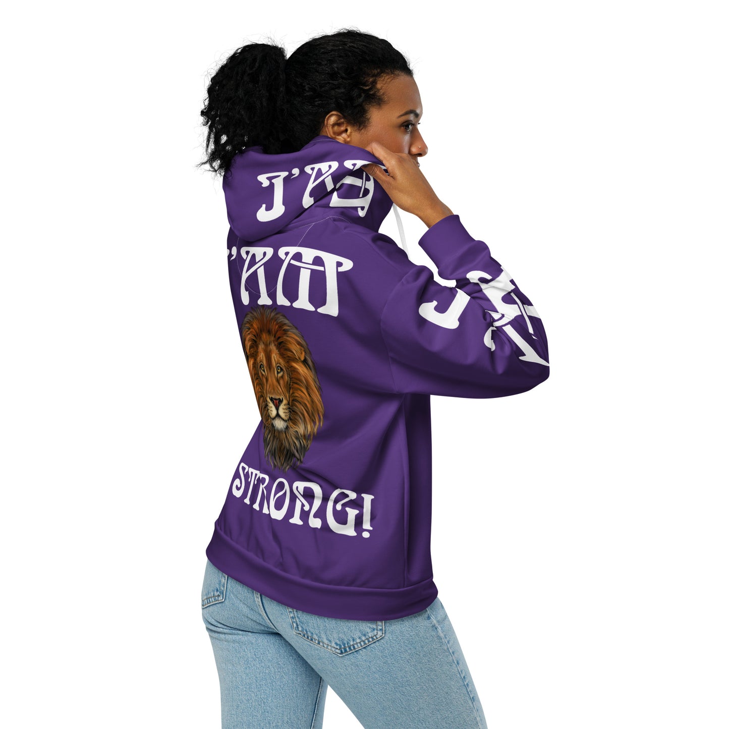 “I’AM STRONG!”Purple Unisex Zip Hoodie W/White Font