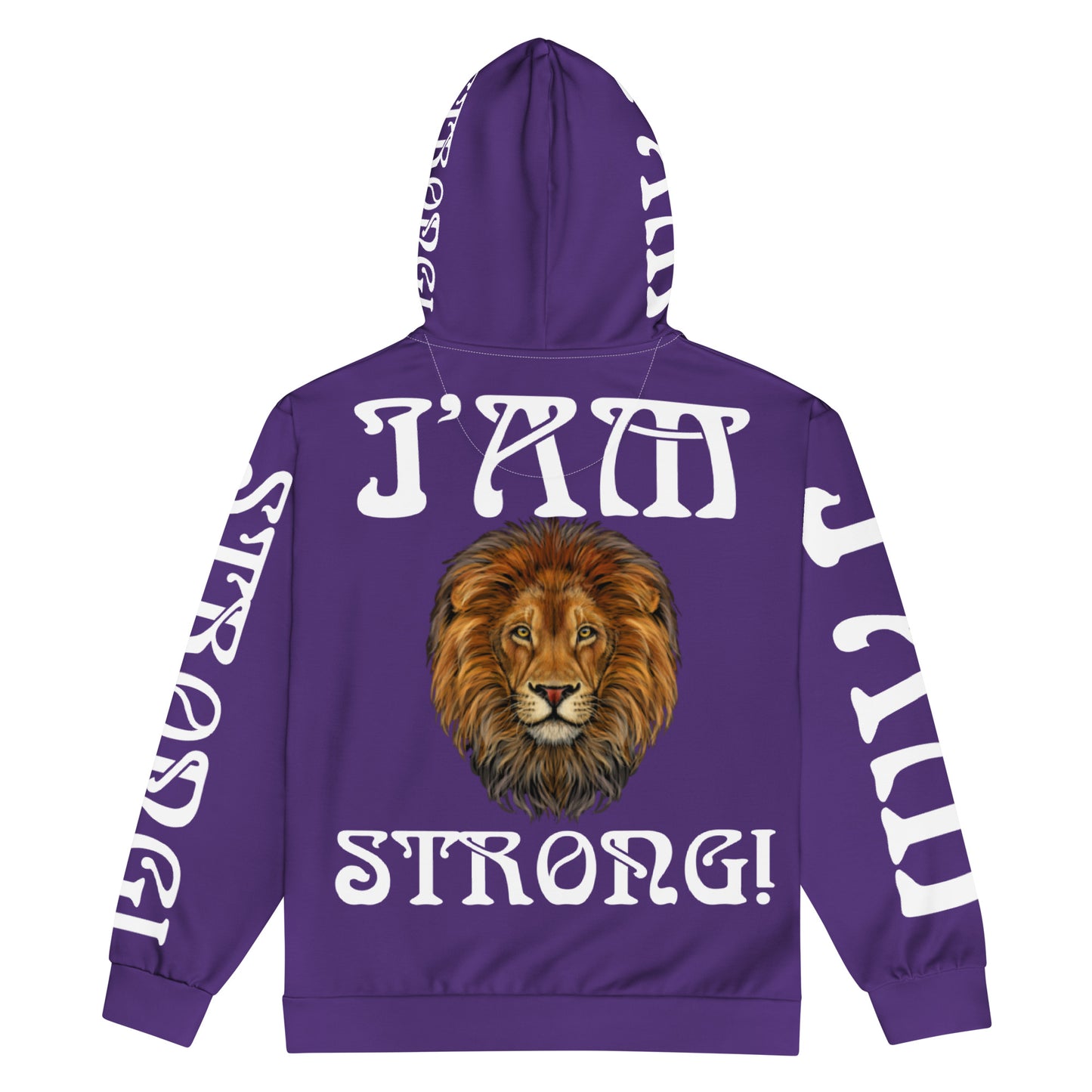 “I’AM STRONG!”Purple Unisex Zip Hoodie W/White Font