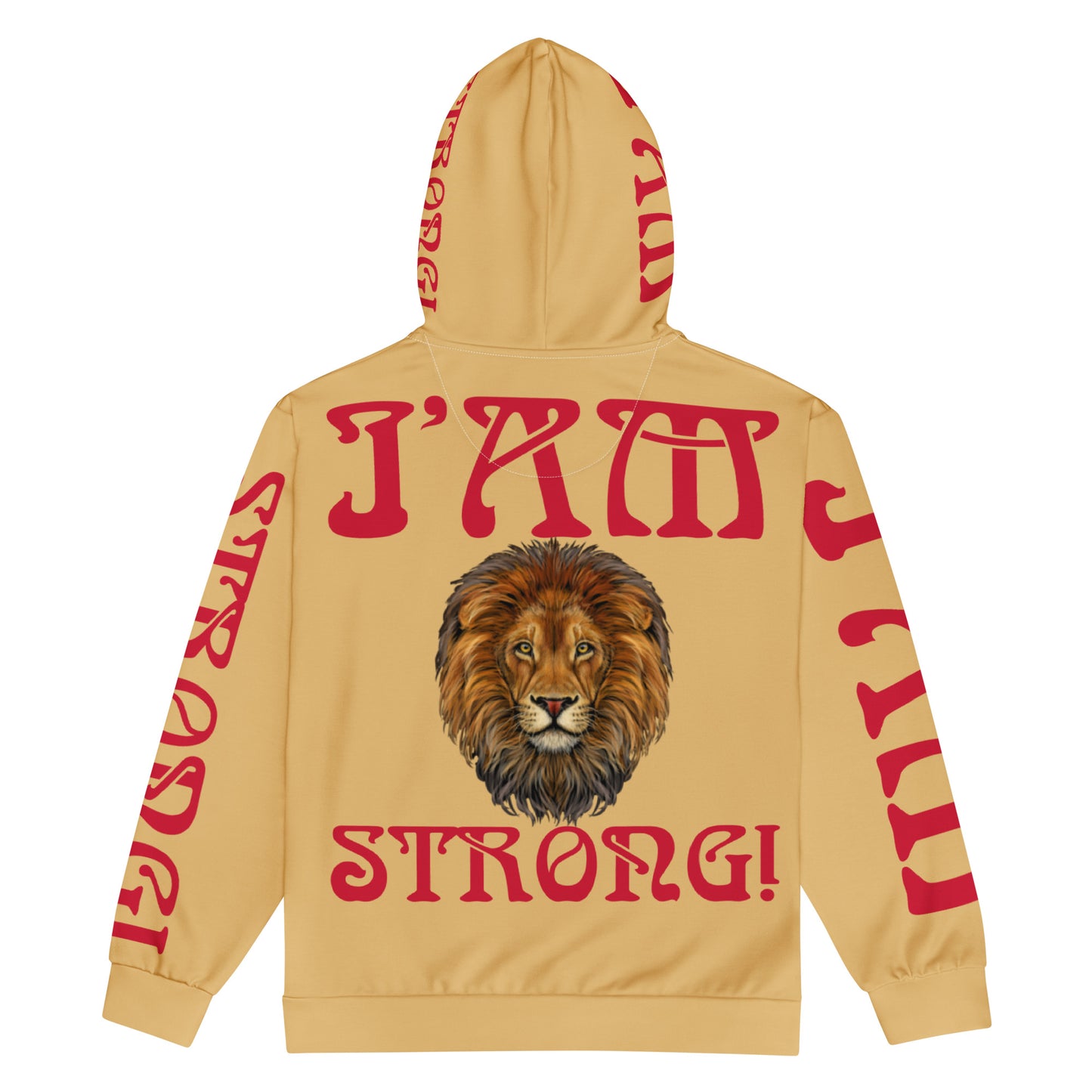 “I’AM STRONG!” Fawn Unisex Zip Hoodie W/Red Font