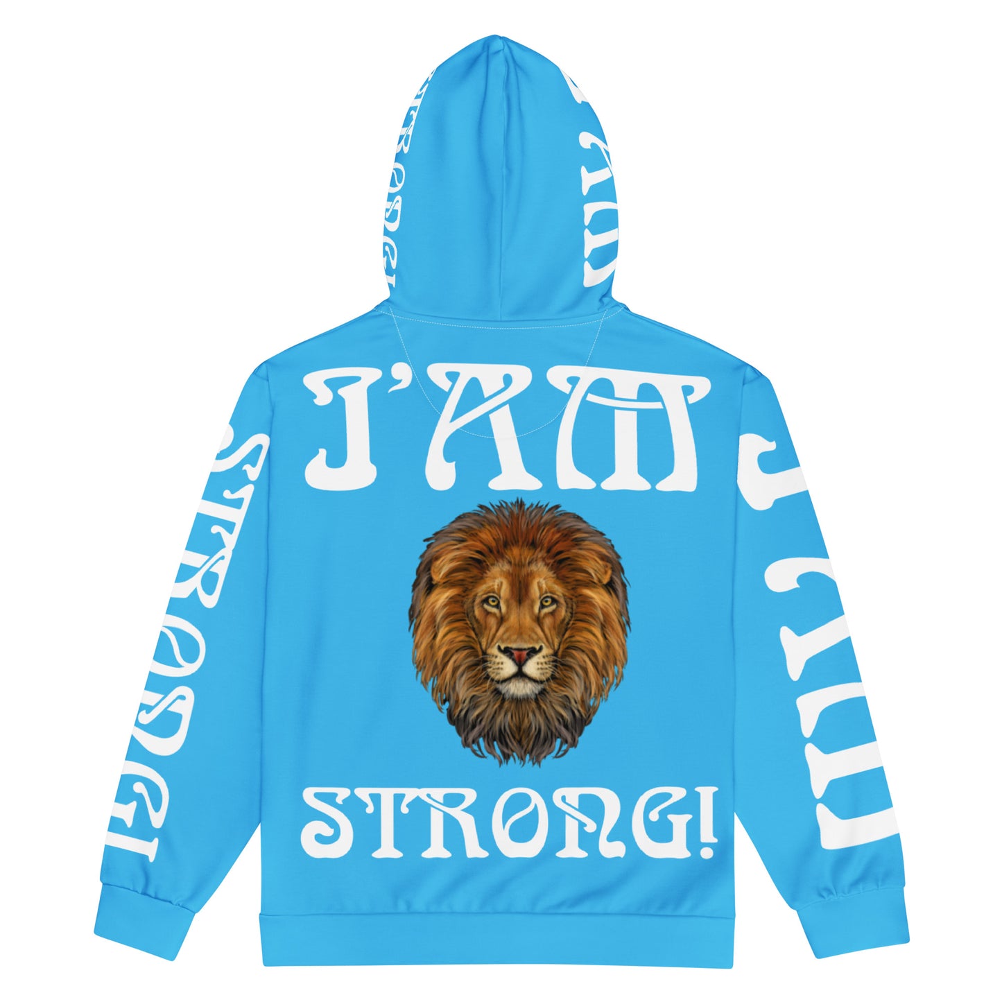 “I’AM STRONG!”SkyBlue Unisex Zip Hoodie W/White Font