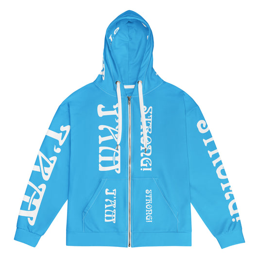 “I’AM STRONG!”SkyBlue Unisex Zip Hoodie W/White Font