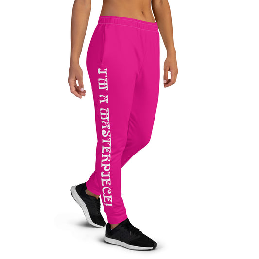 “I’M A MASTERPIECE!”Women's Lipstick Joggers W/White Font