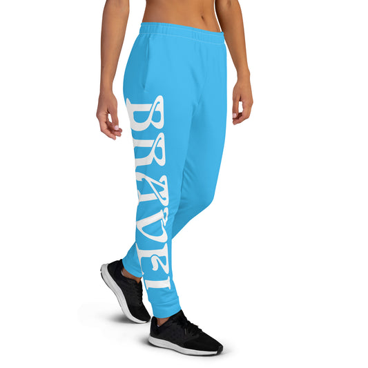 “BRAVE!”SkyBlue Women's Joggers W/White Font