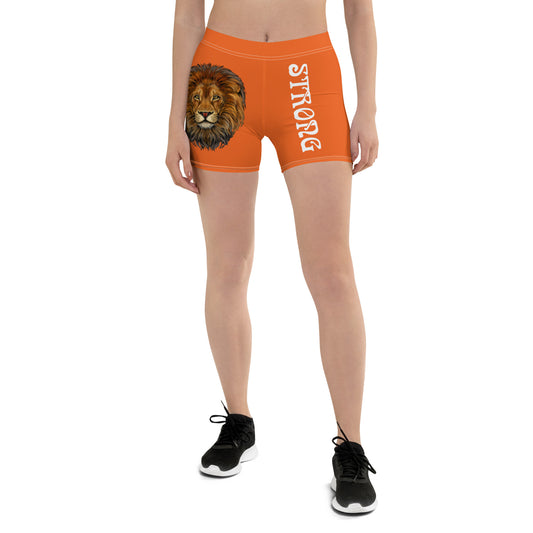 “STRONG” Orange Yoga Shorts W/White Font