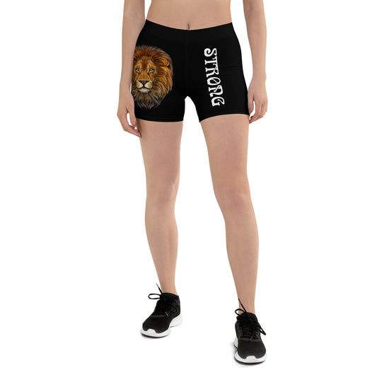 “STRONG” Black Yoga Shorts W/White Font