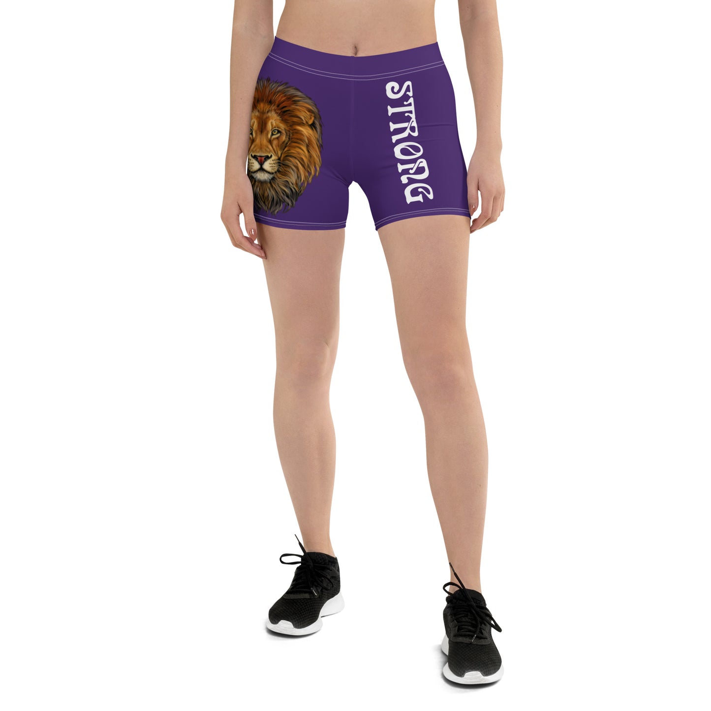 “STRONG” Purple Yoga Shorts W/White Font