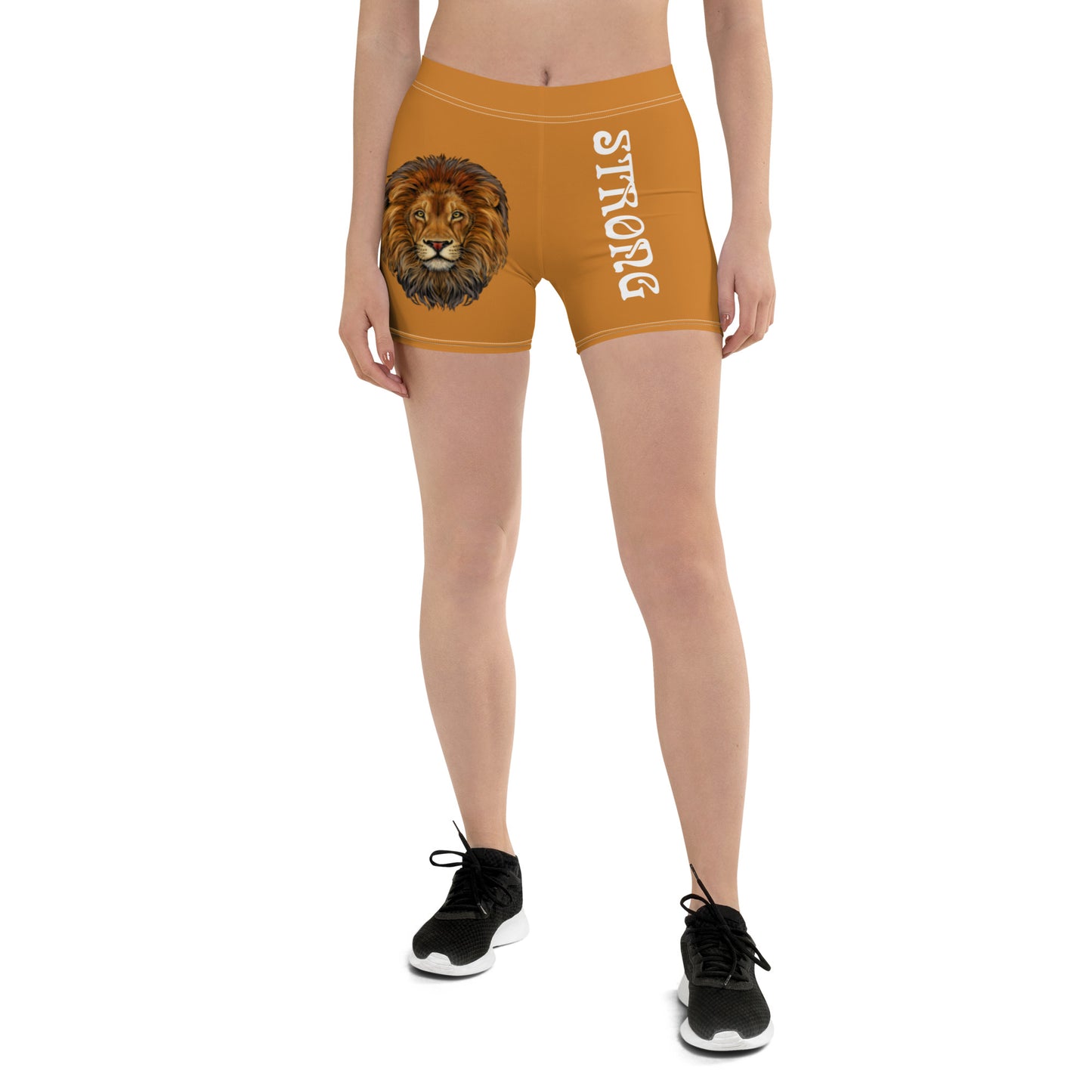 “STRONG” Bronze Yoga Shorts W/White Font