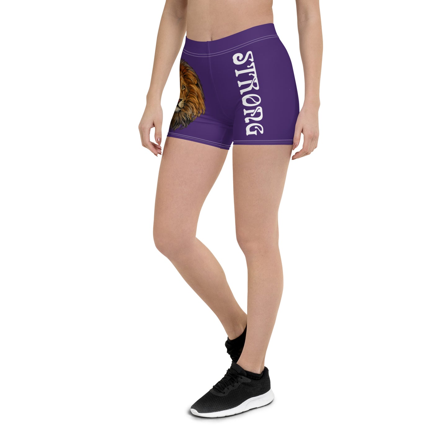 “STRONG” Purple Yoga Shorts W/White Font