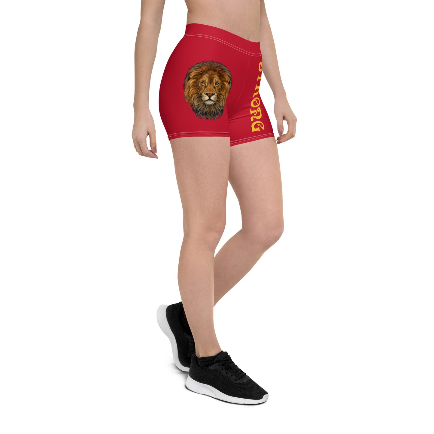 “STRONG” Red Yoga Shorts W/Yellow Font