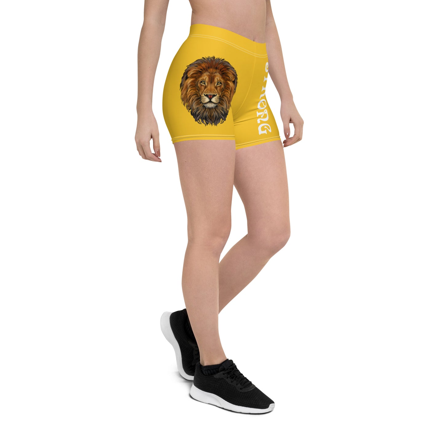 “STRONG” Yellow Yoga Shorts W/White Font