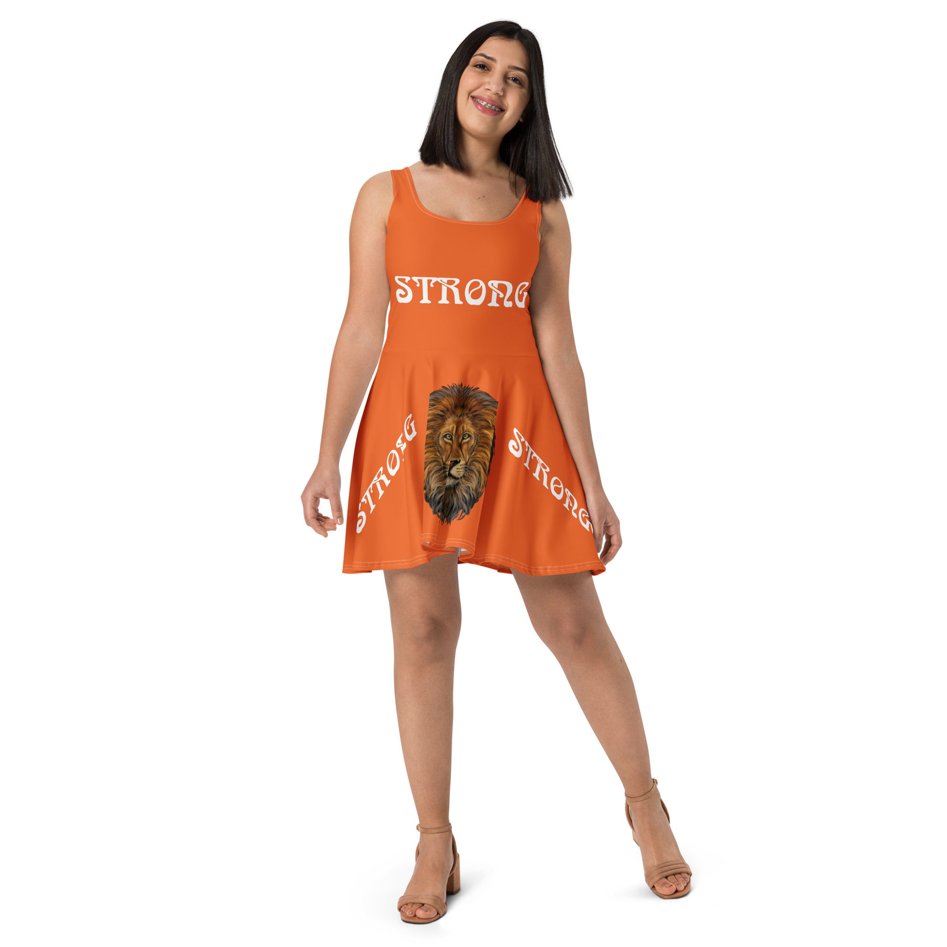 orange sleeveless skater dress Cute neon orange skater dress. Cute lace overlay