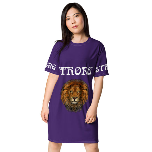 “STRONG”Purple T-Shirt Dress W/White Font