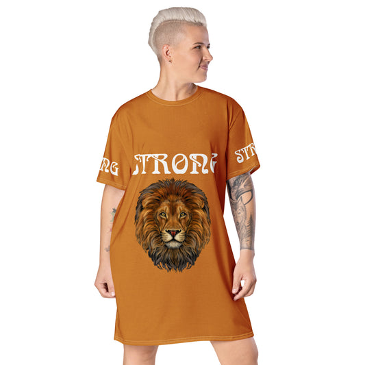 “STRONG”Bronze T-Shirt Dress W/White Font