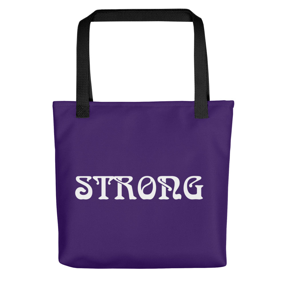 "STRONG"Purple Tote Bag W/White Font