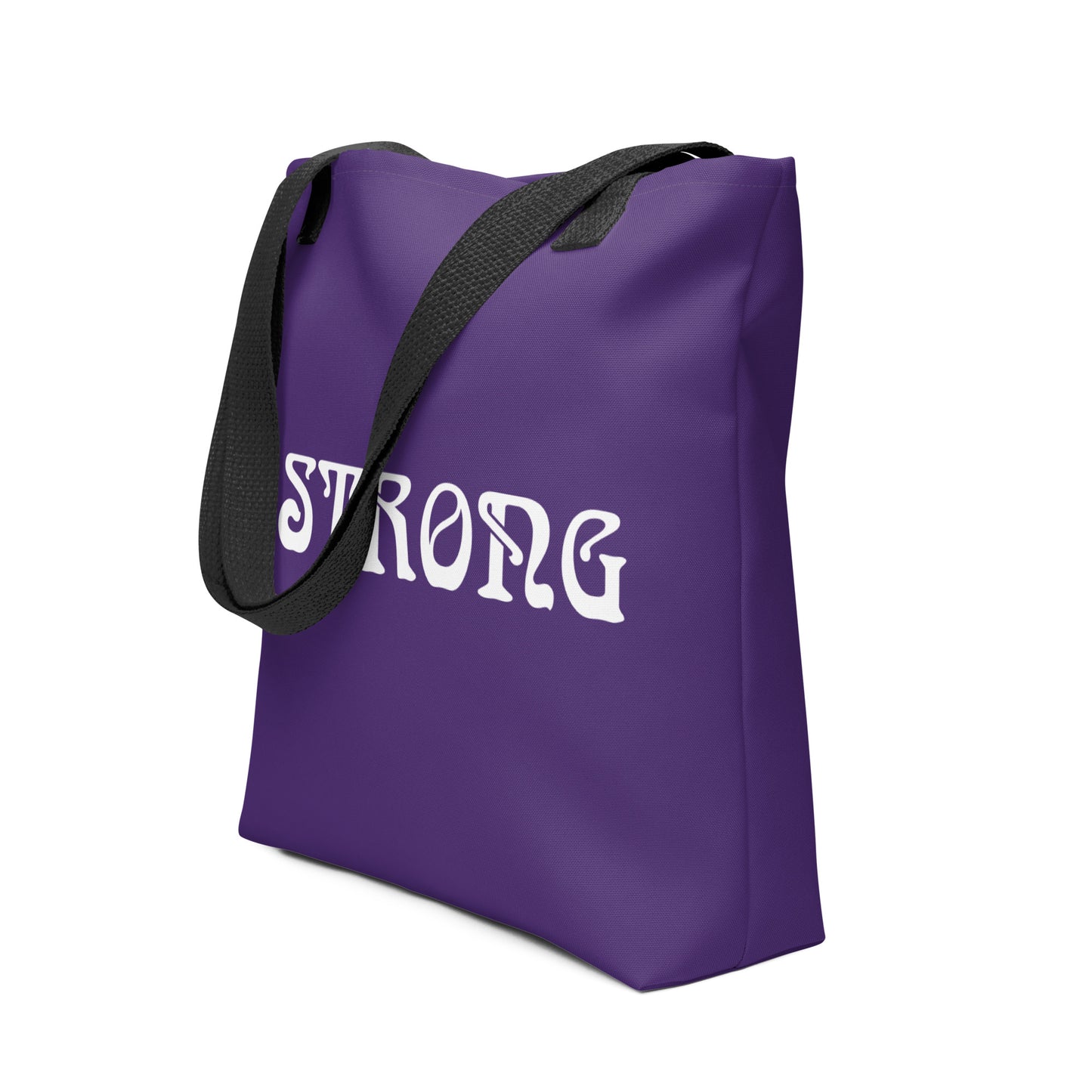 "STRONG"Purple Tote Bag W/White Font