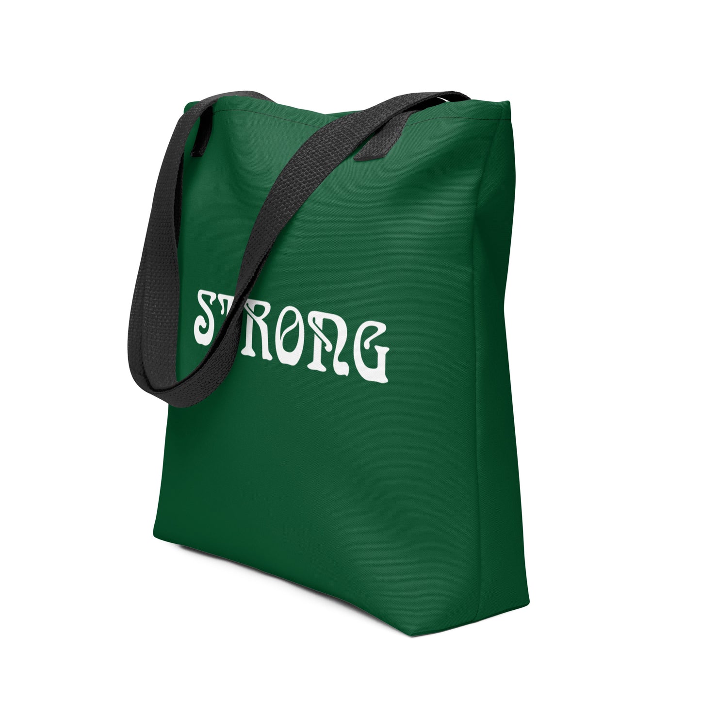 "STRONG"Green Tote Bag W/White Font