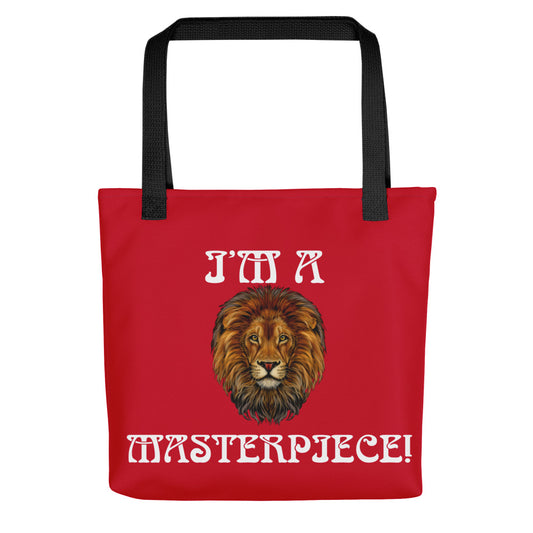 “I’M A MASTERPIECE!”Red Tote Bag W/White Font