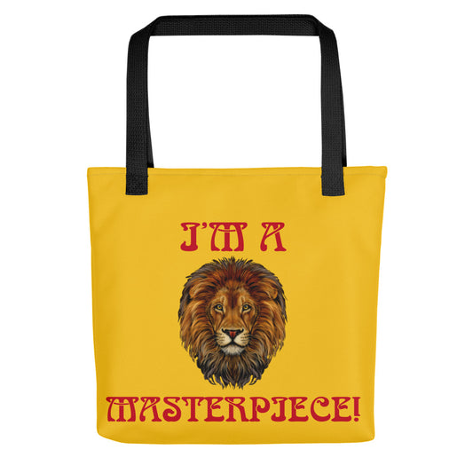 “I’M A MASTERPIECE!”Yellow Tote Bag W/Red Font