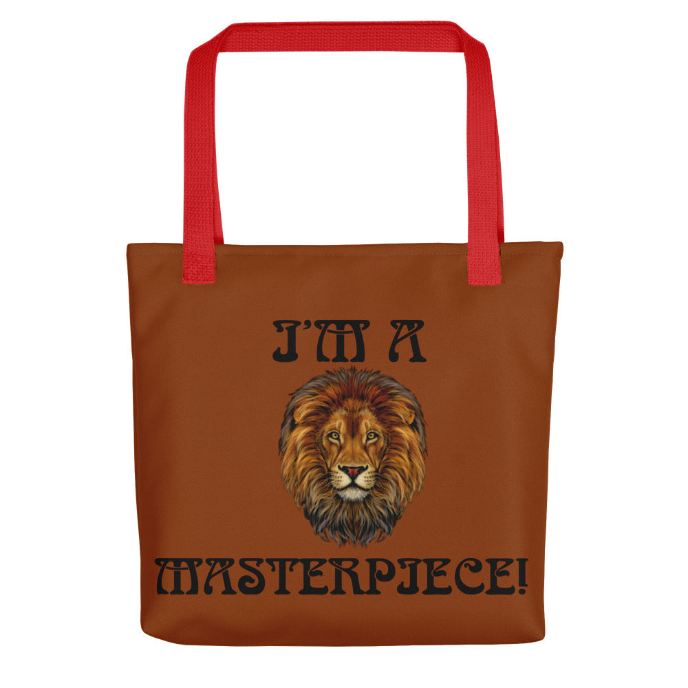 “I’M A MASTERPIECE!”Brown Tote Bag W/Black Font