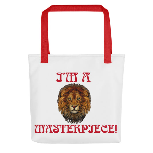 “I’M A MASTERPIECE!”White Tote Bag W/Red Font