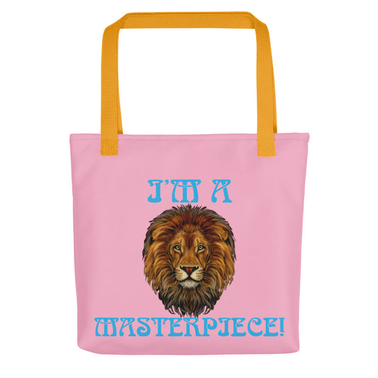 “I’M A MASTERPIECE!”Cotton Candy Tote Bag W/SkyBlue Font