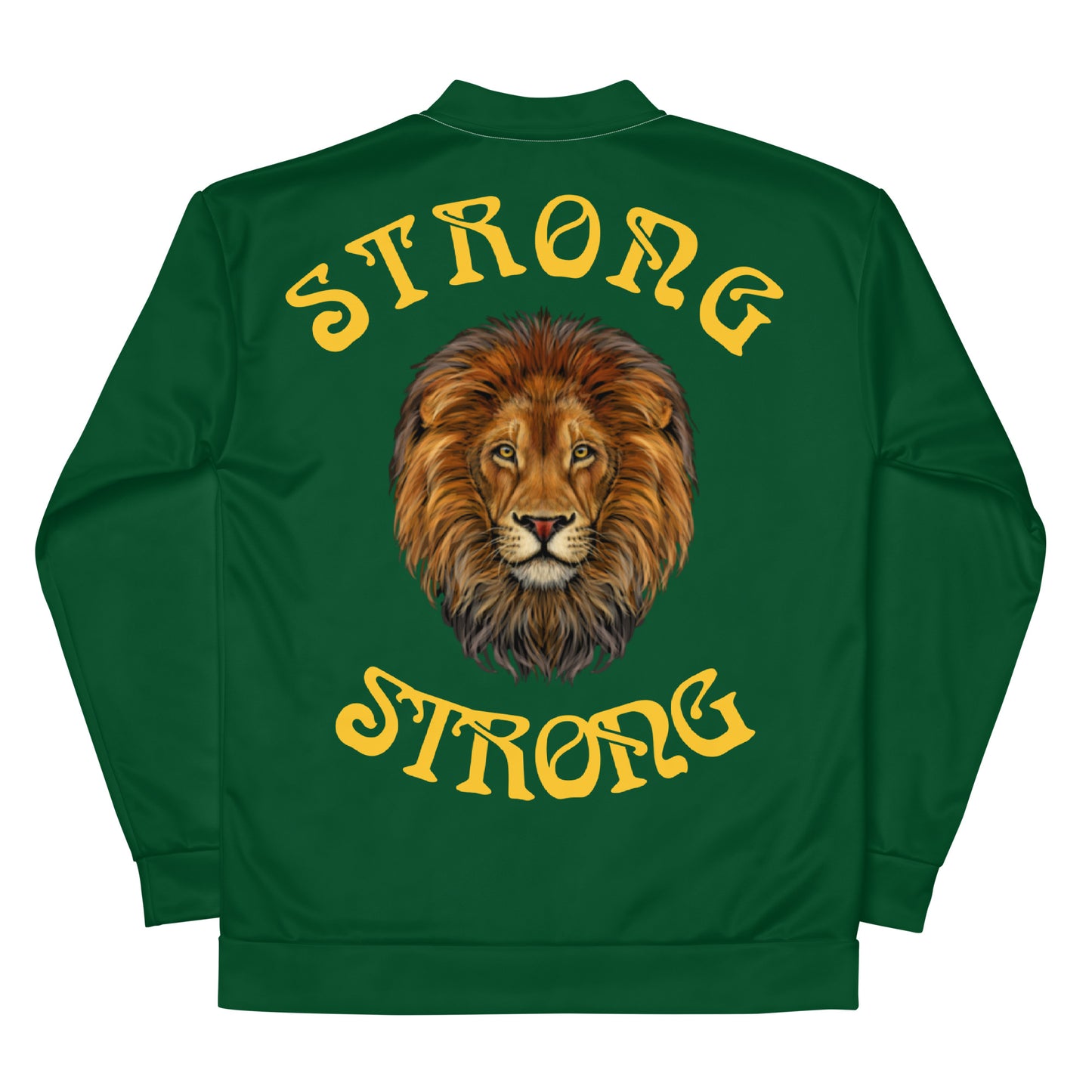 "STRONG"Green Unisex Bomber Jacket W/Yellow Font